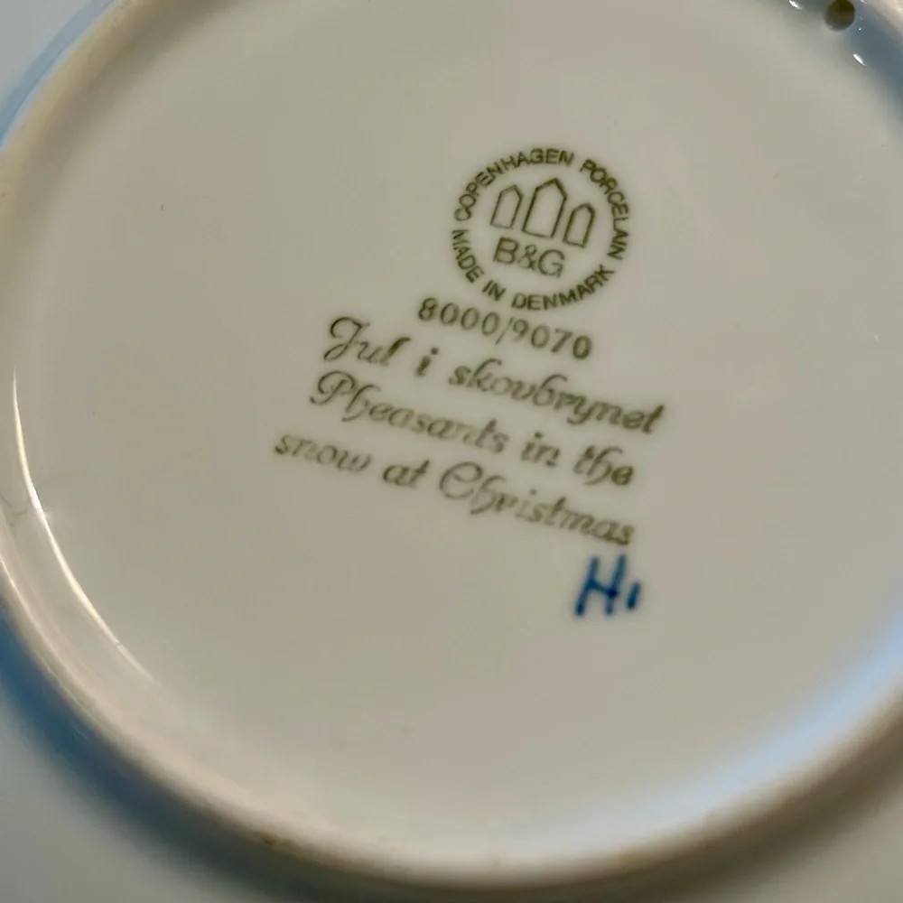 Vintage Bing and Grondahl 1970 Jule After  Pheasants in the Snow Plate